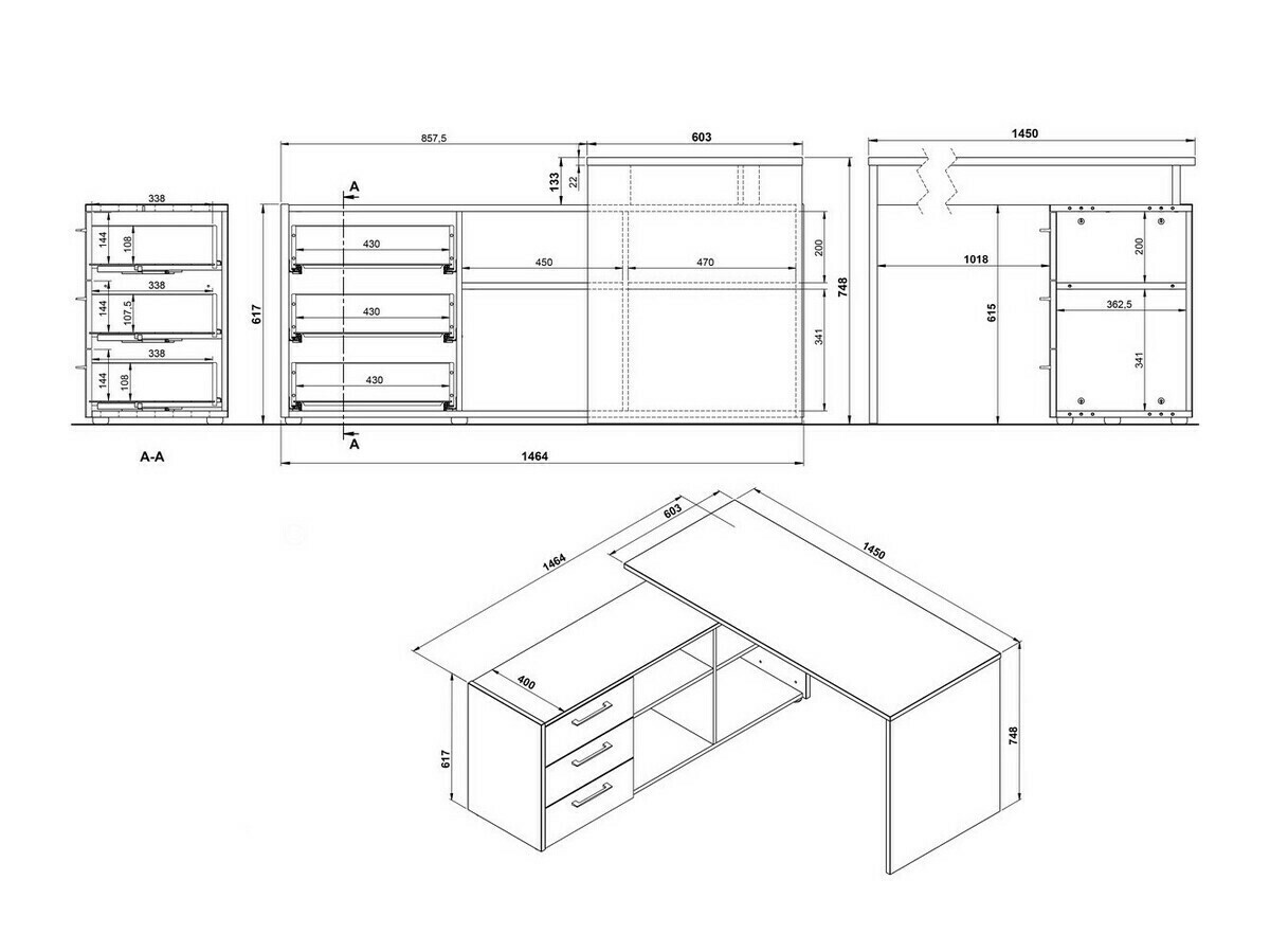 Sarok íróasztal Fivcalu 101 (Navarra tölgy + Grafit)