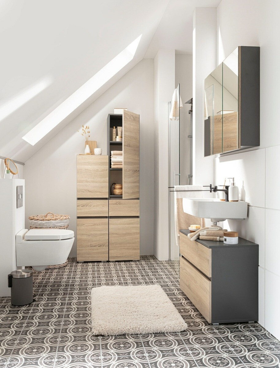 Beépített fürdőszoba szekrény Soncamu 106 (Antracit + Tölgy)