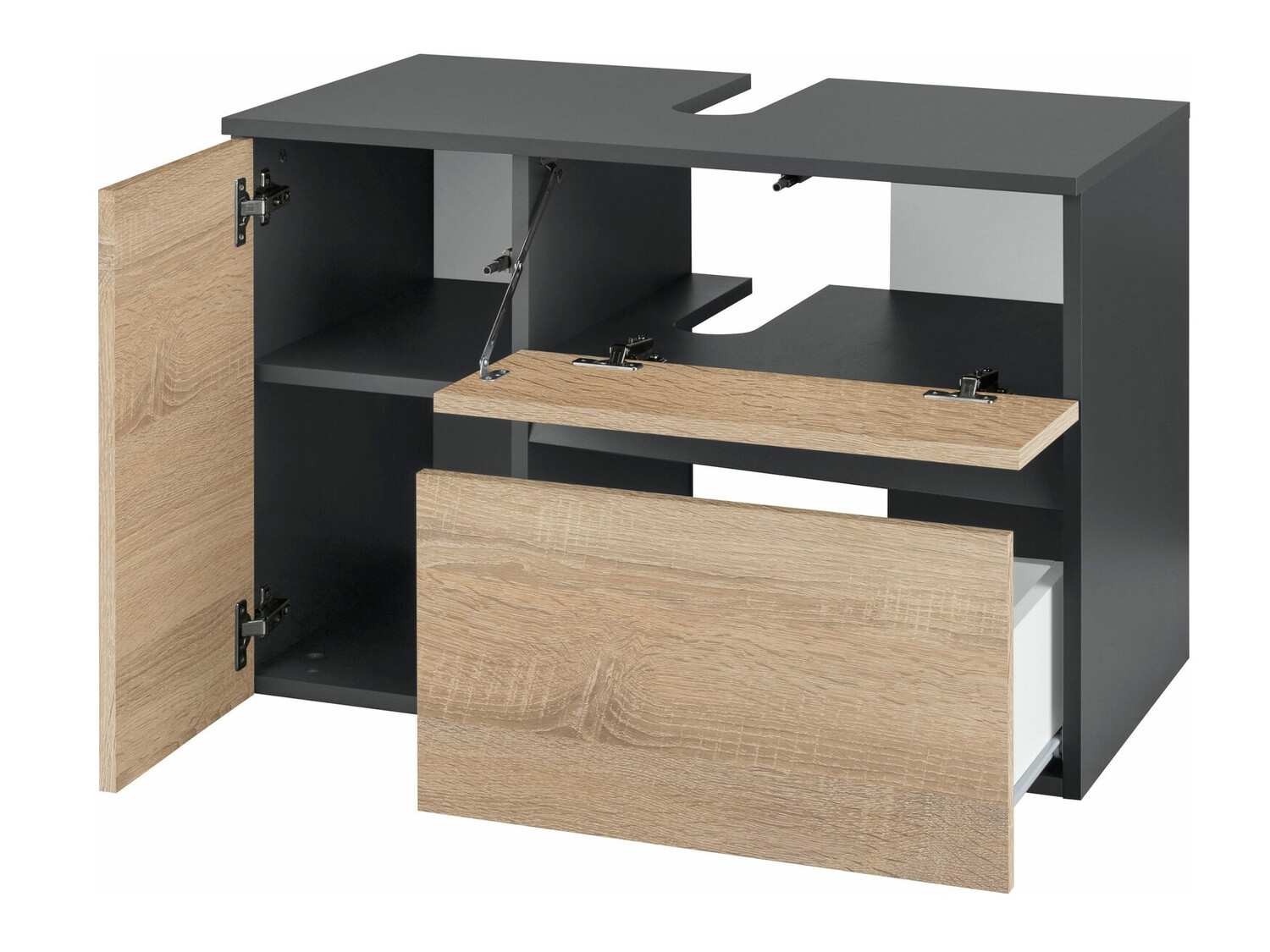 Fali szekrény mosdónak Soncamu 107 (Antracit + Tölgy)