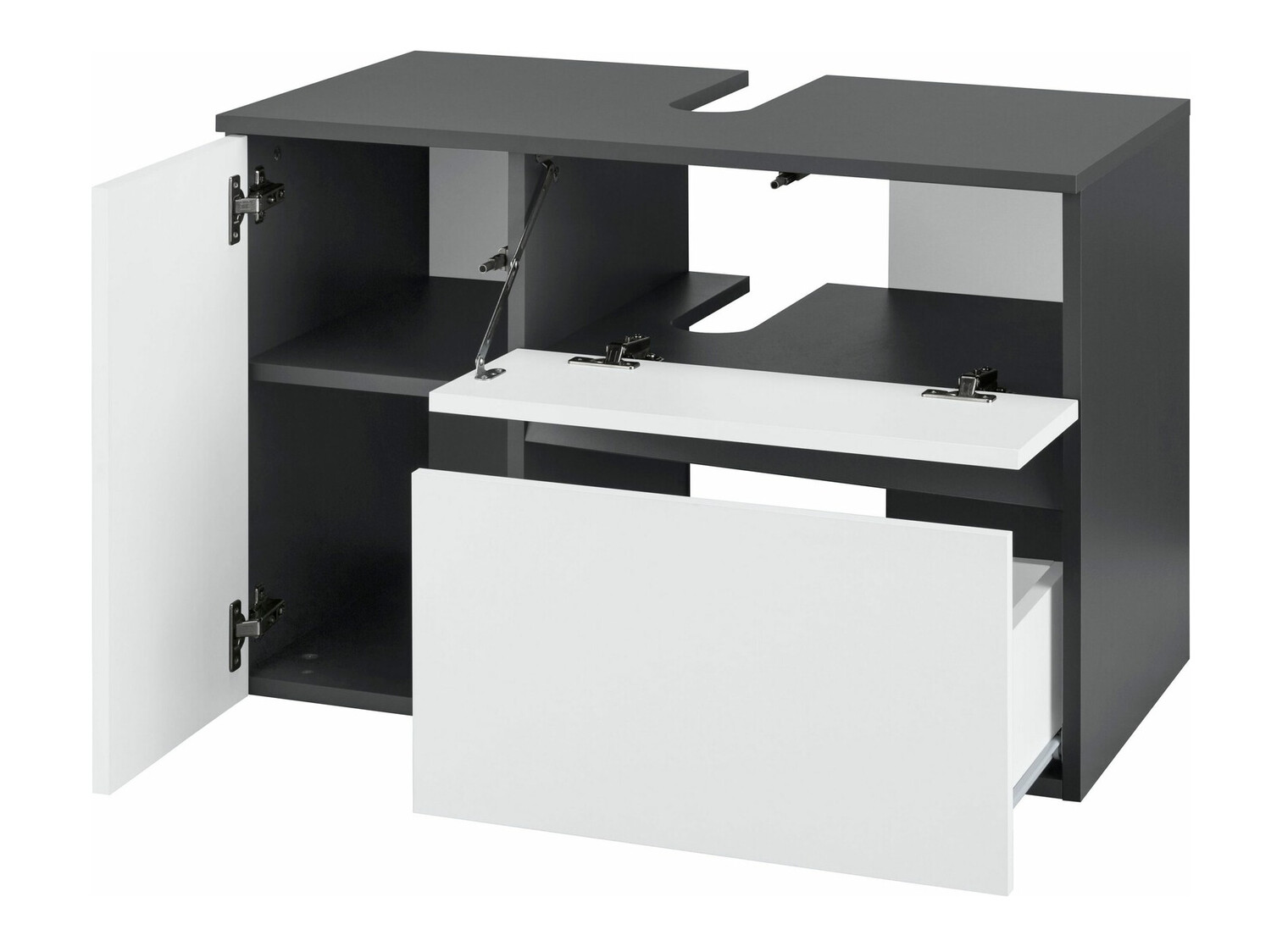 Fali szekrény mosdónak Soncamu 107 (Fehér + Antracit)