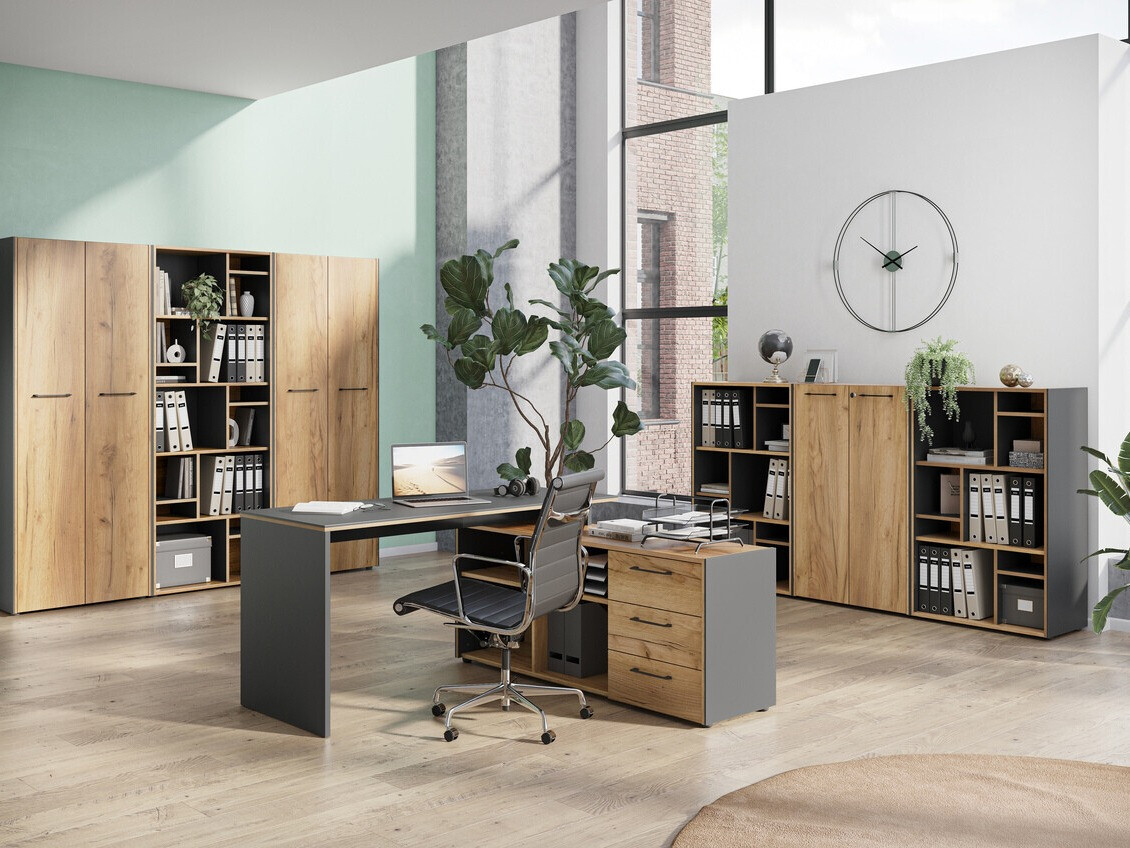 Könyvespolc Fivcalu 105 (Navarra tölgy + Grafit)