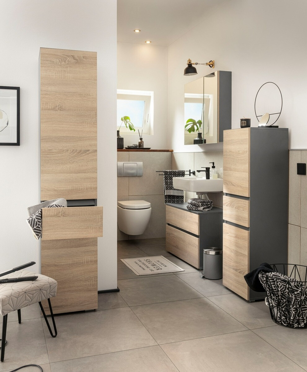 Mosdó alatti álló szekrény Soncamu 109 (Antracit + Tölgy)