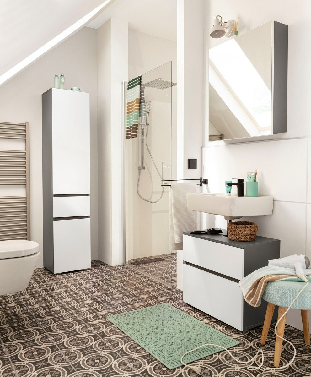 Mosdó alatti álló szekrény Soncamu 110 (Fehér + Antracit)