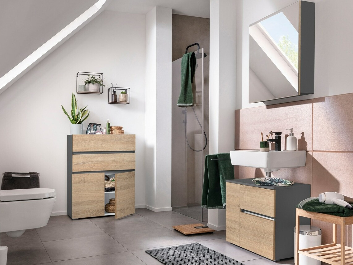 Mosdó alatti szekrény Soncamu 108 (Antracit + Tölgy)