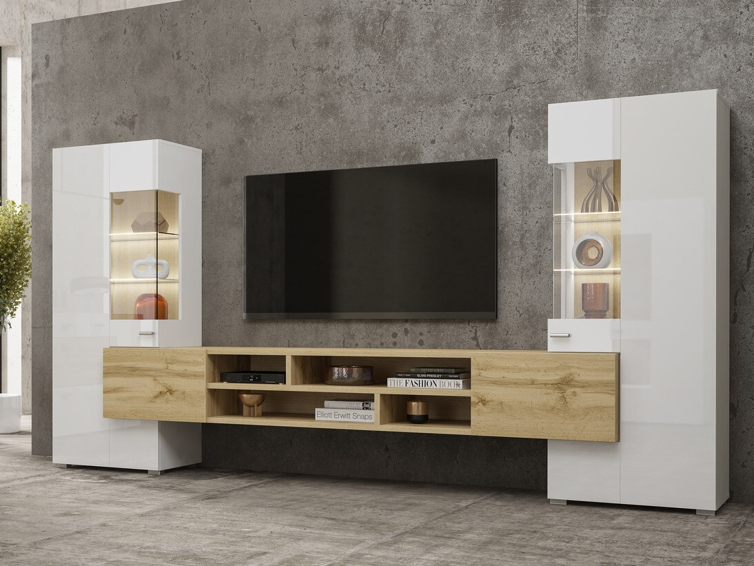 Nappali szett Mondalo 101 (Wotan tölgy + Fényes fehér)