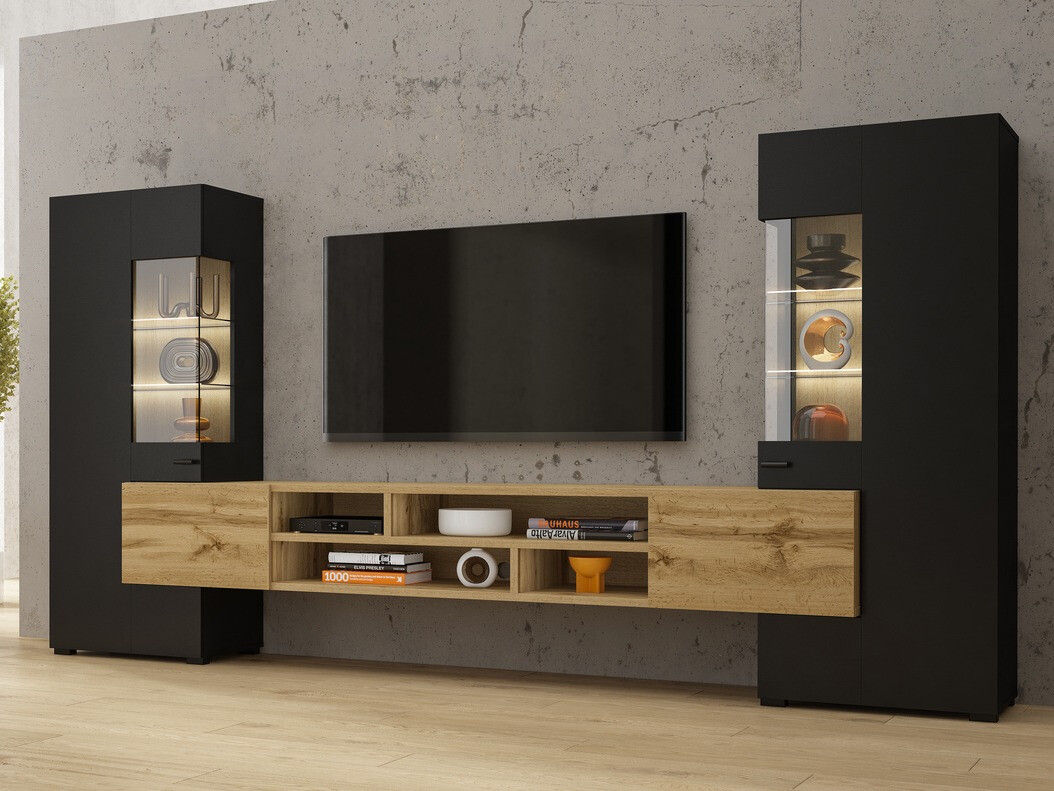 Nappali szett Mondalo 101 (Wotan tölgy + Matt fekete)