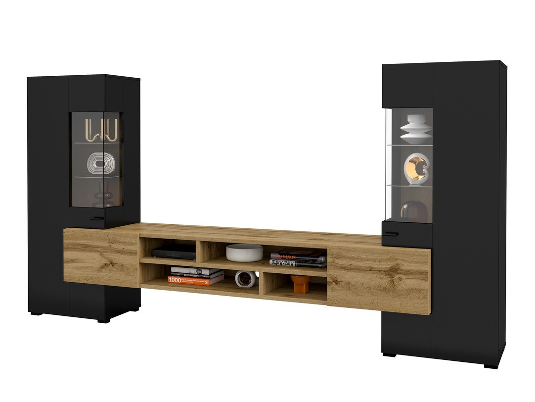 Nappali szett Mondalo 101 (Wotan tölgy + Matt fekete)