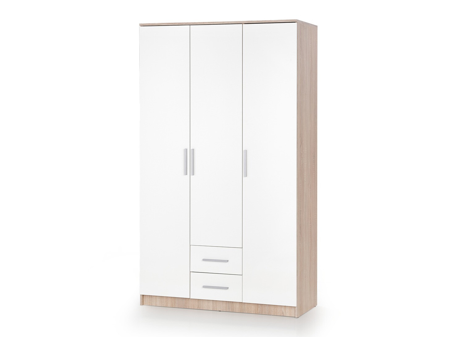 Gardróbszekrény Cirveso 113 (Sonoma tölgy + Fényes fehér)