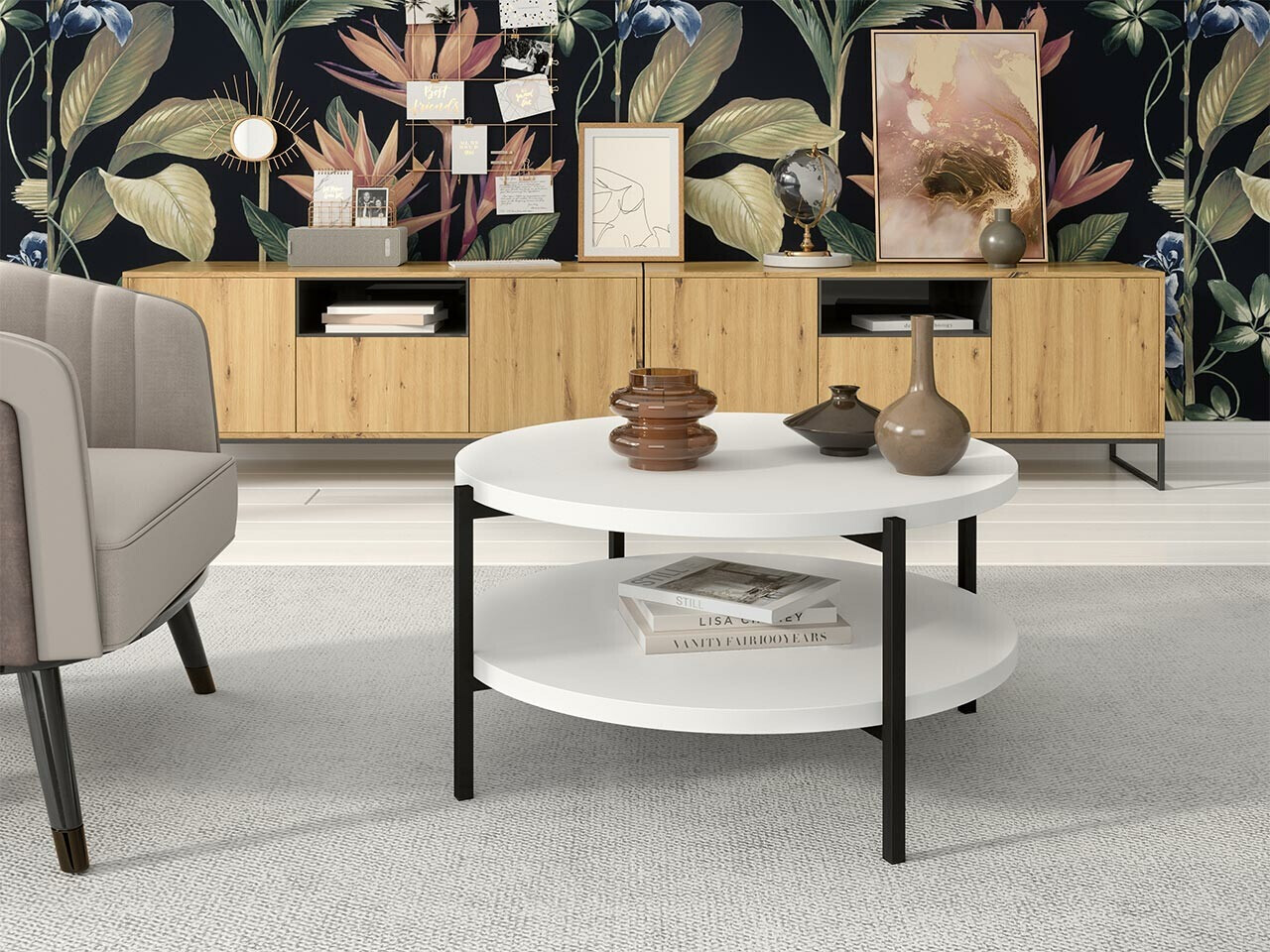 Dohányzóasztal Providence 177 (Fehér + Fekete)