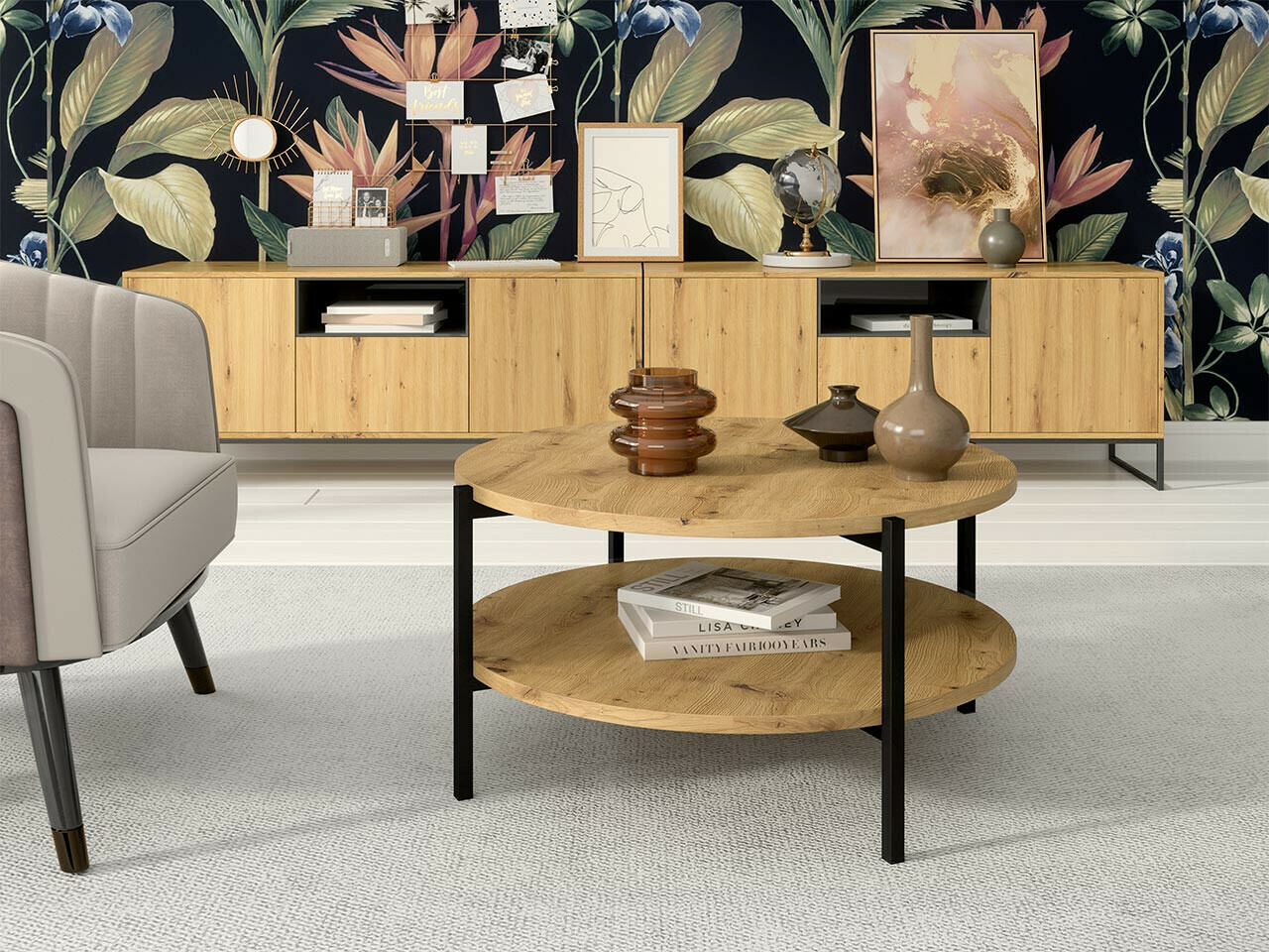 Dohányzóasztal Providence 181 (Artisan tölgy + Fekete)