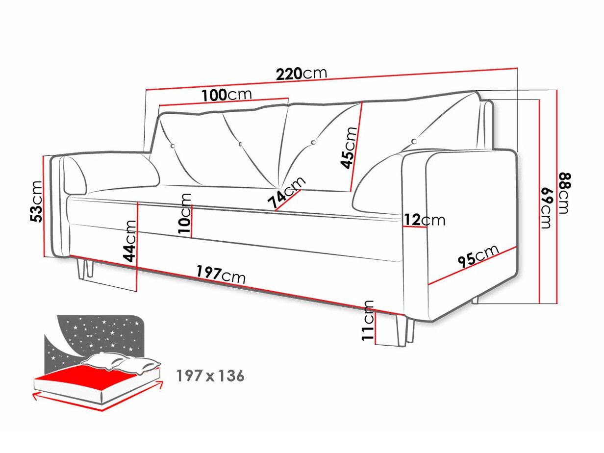 Kanapéágy Memphis 134 (Itaka 50)