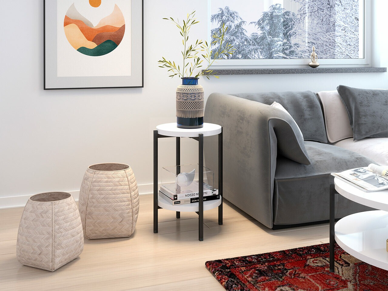 Kisasztal Providence 179 (Fényes fehér + Fekete)