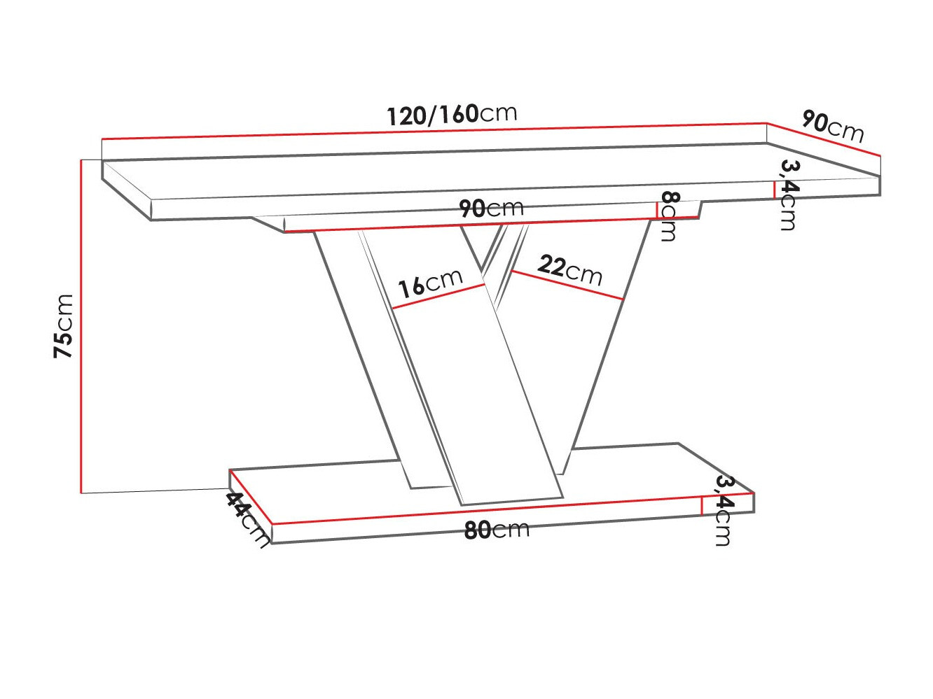 Asztal Goodyear 125 (Artisan tölgy + Fekete)