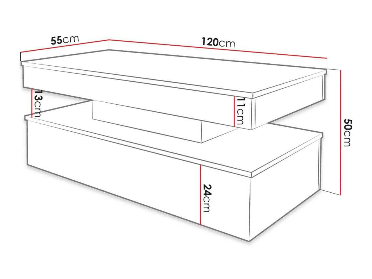 Dohányzóasztal Monfero 100 (Fehér + Fényes fehér)
