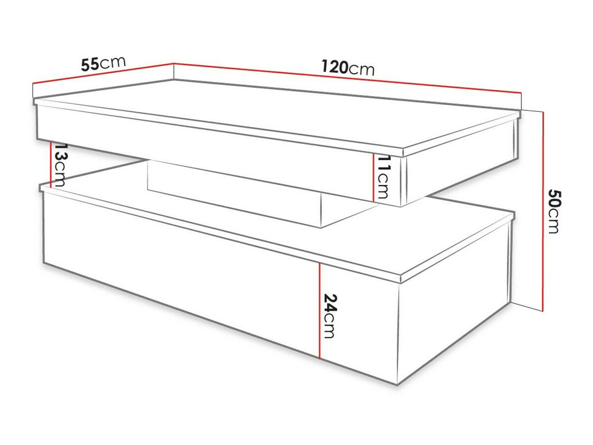 Dohányzóasztal Monfero (Fekete + Fényes fekete)
