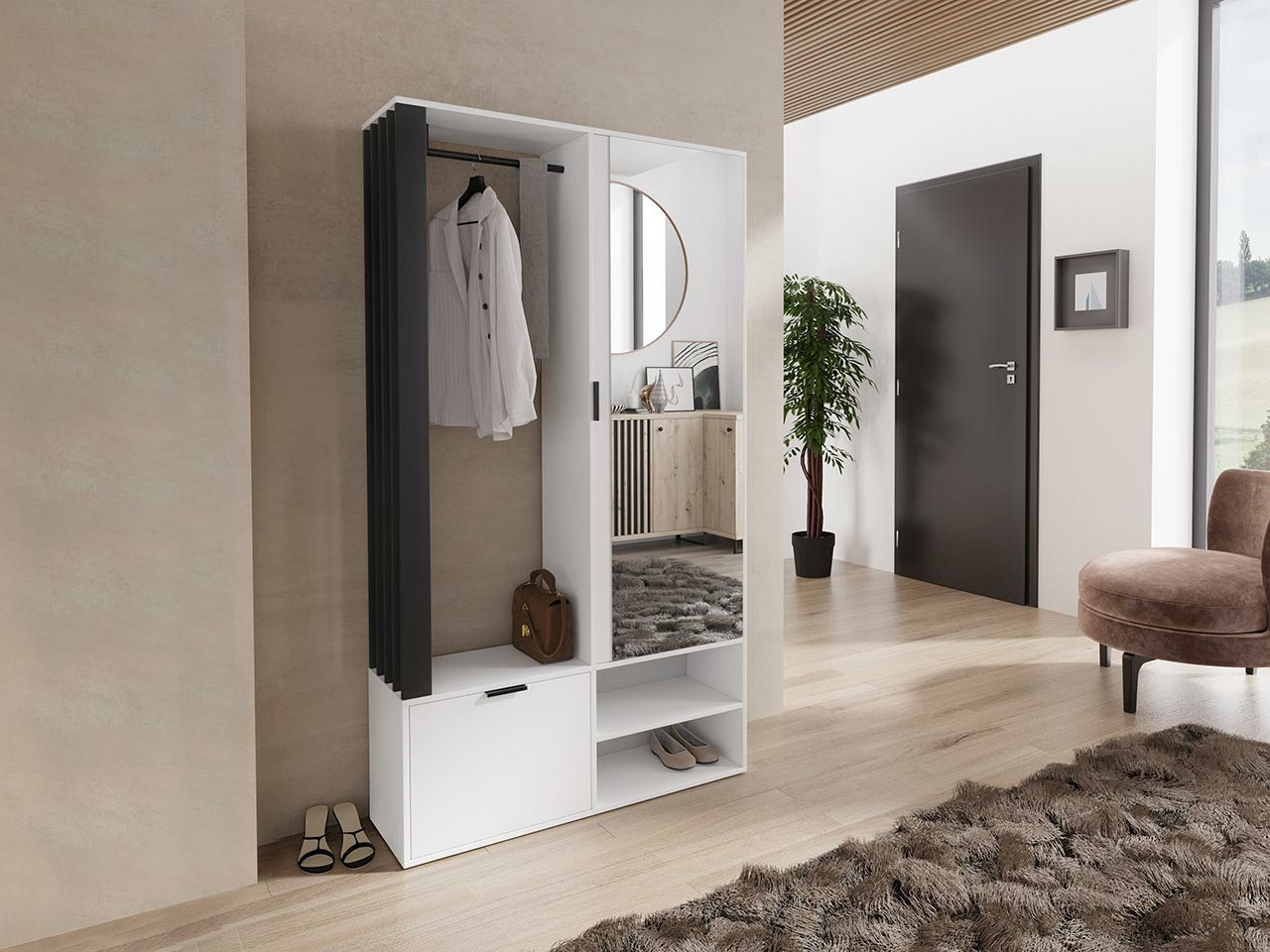 Előszoba garnitúra Stanton 145 (Fehér + Fekete)