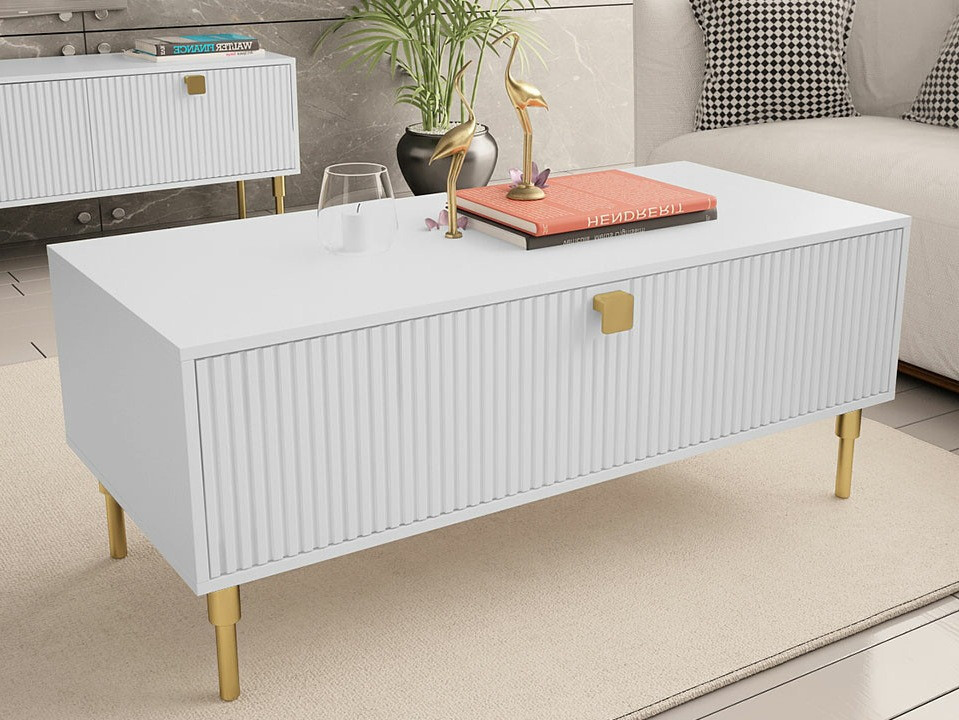 Dohányzóasztal Merced 122 (Fehér + Aranysárga)