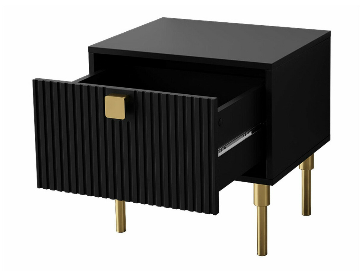 Éjjeliszekrény Merced 121 (Fekete + Aranysárga)