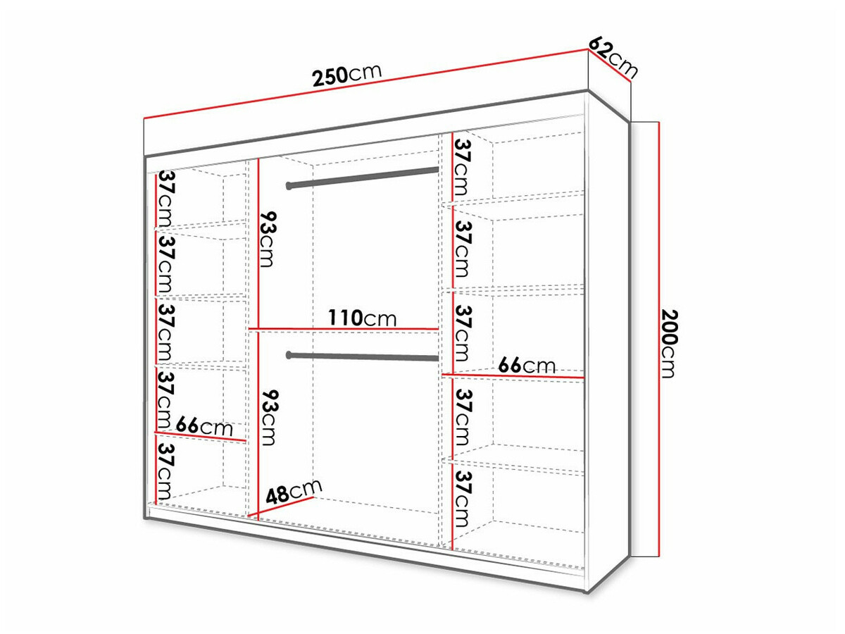 Gardróbszekrény Anulio II (Fekete)