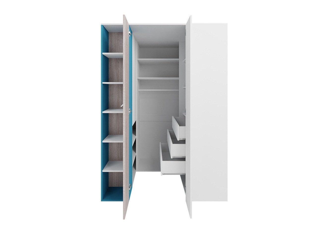 Gyerekszoba garnitúra Camteso 115 (Fehér + Tölgy + Türkiz)