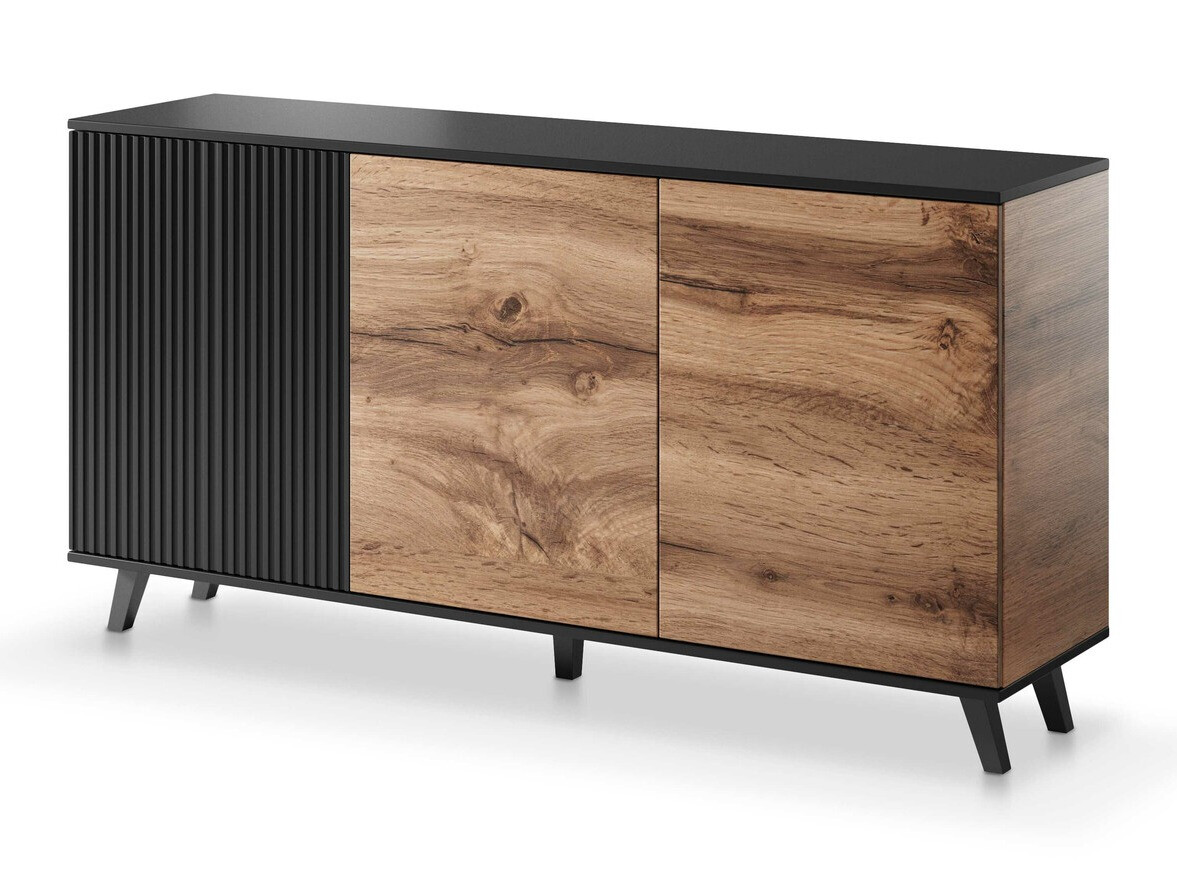 Szekrény Luelia 120 (Fekete + Wotan tölgy)