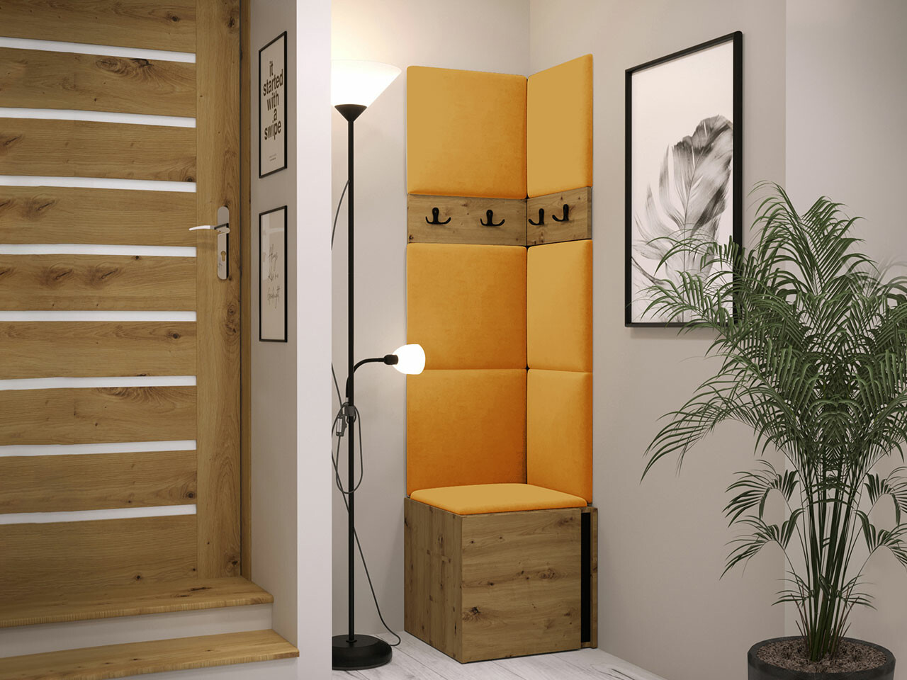 Előszoba garnitúra Hartford 347 (Artisan tölgy + Fekete)