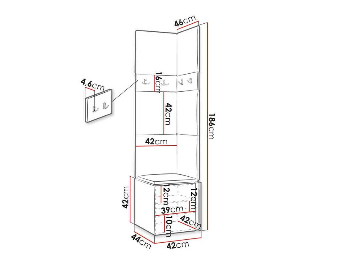 Előszoba garnitúra Hartford 347 (Grafit)