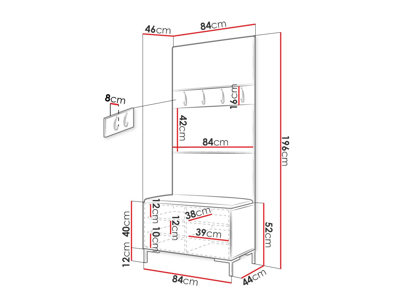 Előszoba garnitúra Tivsoa 102 (Craft tölgy)