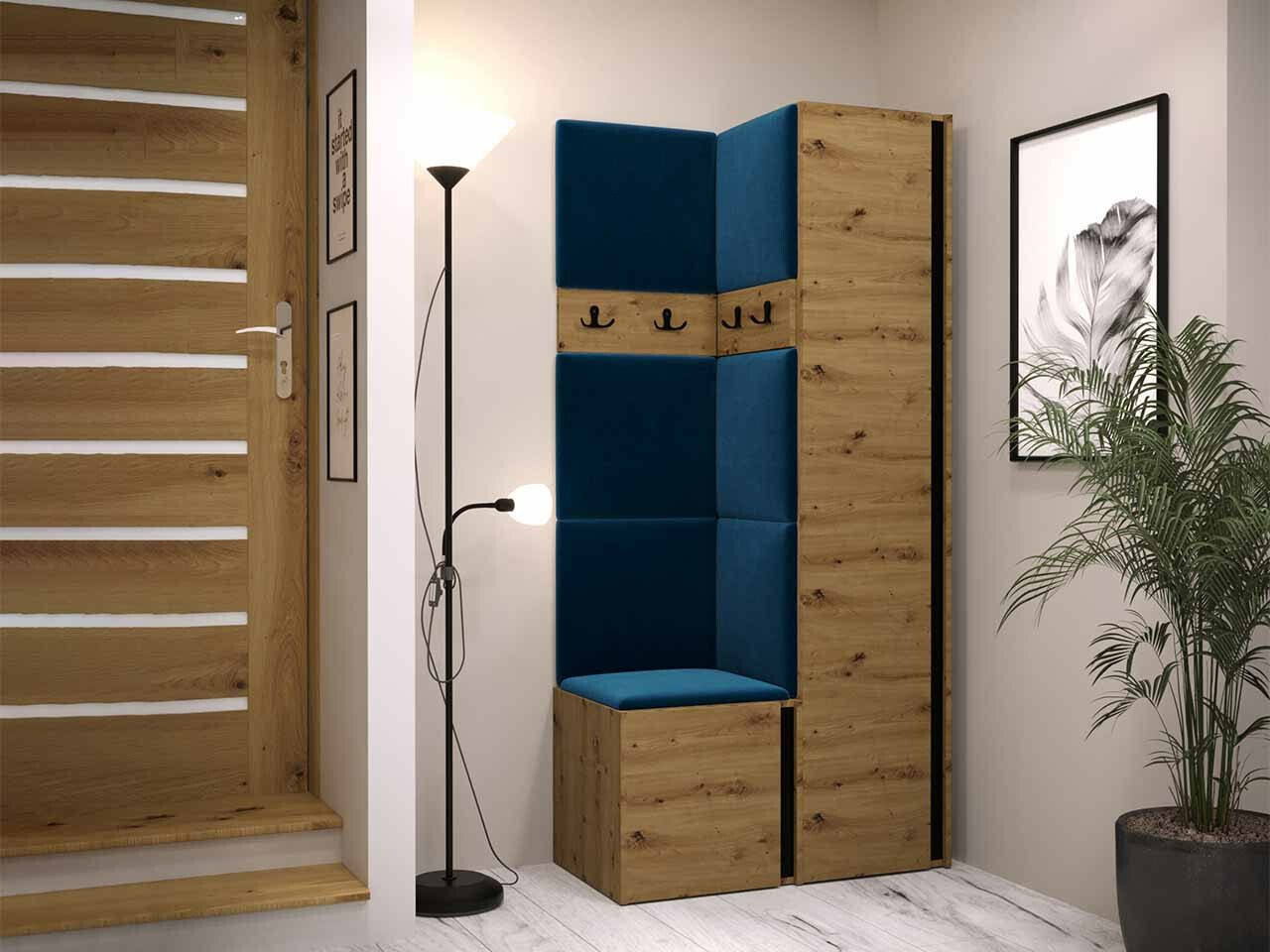 Előszoba garnitúra Hartford 348 (Artisan tölgy + Fekete)