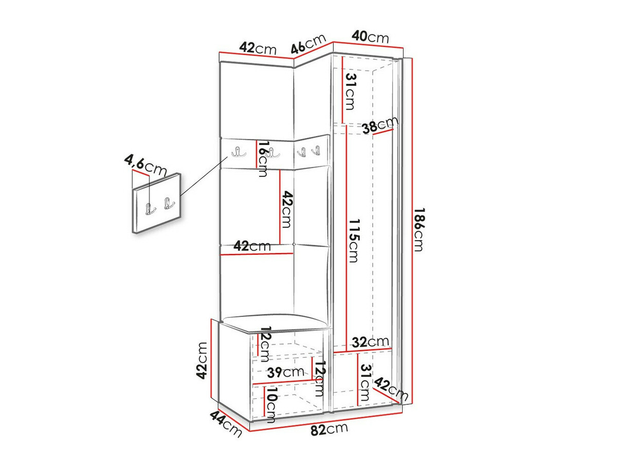 Előszoba garnitúra Hartford 348 (Fehér)