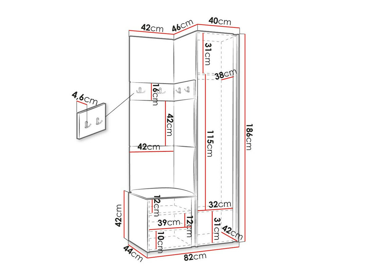Előszoba garnitúra Hartford 354 (Grafit)