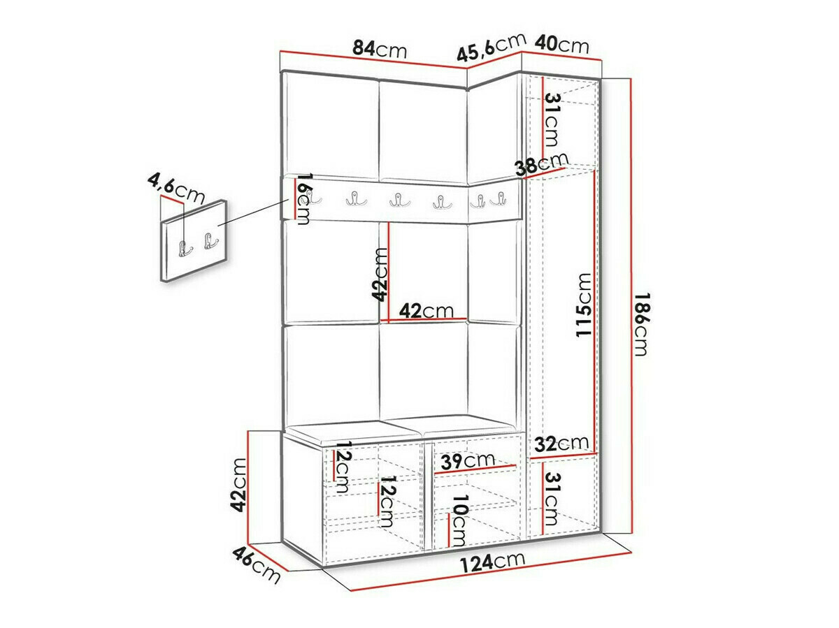 Előszoba garnitúra Hartford 471 (Fehér)