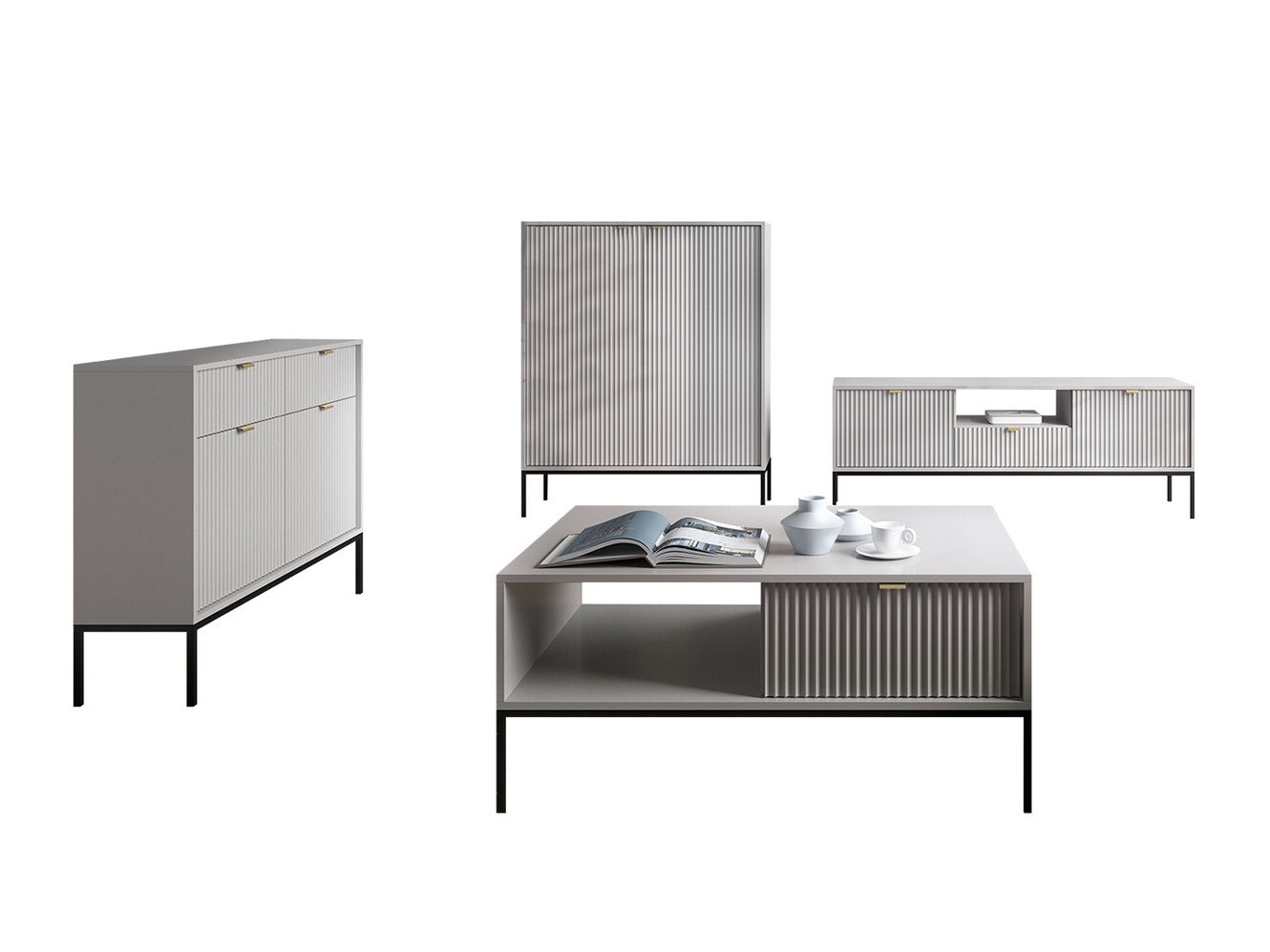 Nappali szett Lima L106 (Szürke + Fekete)