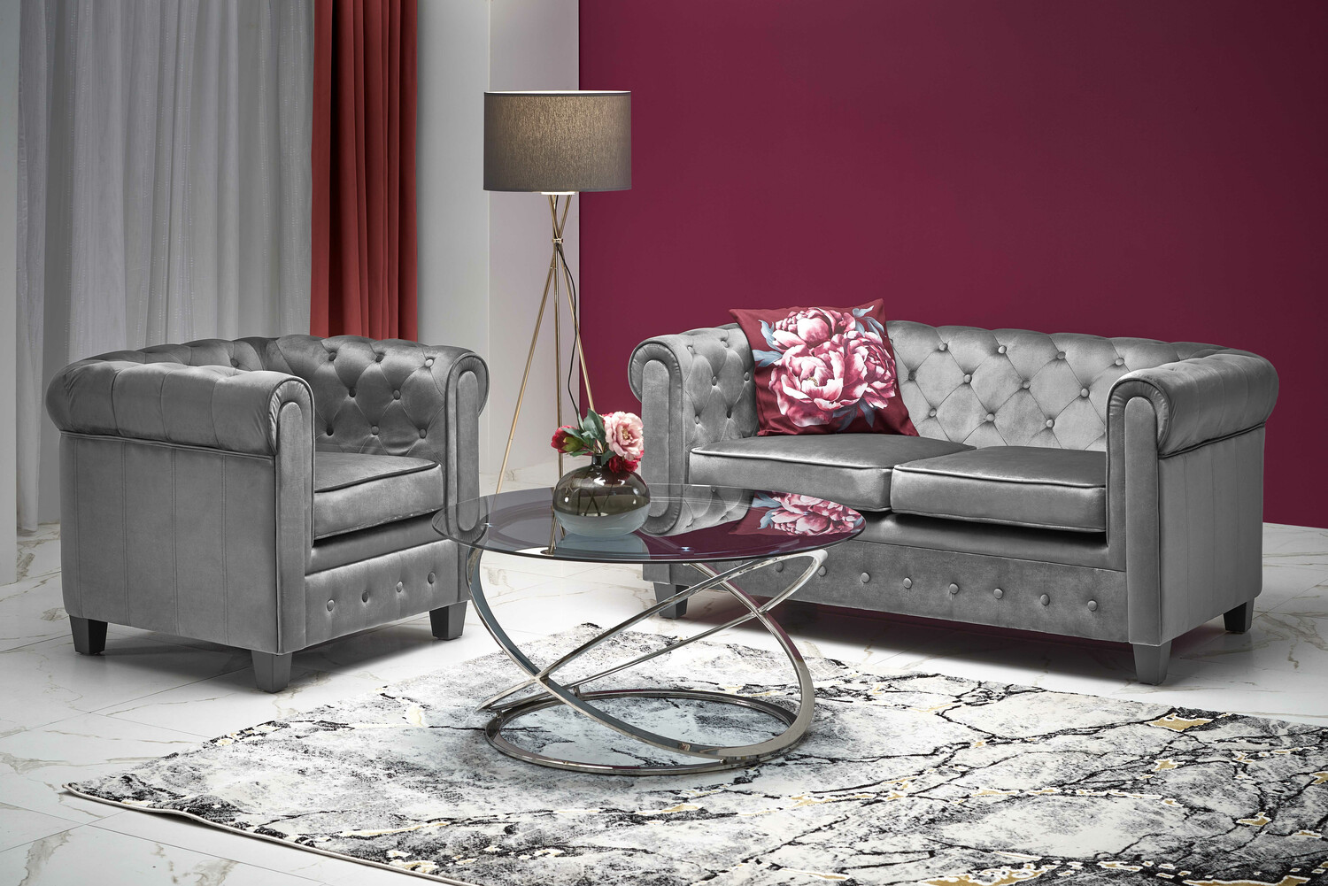 Chesterfield fotel Houston 1352 (Szürke)