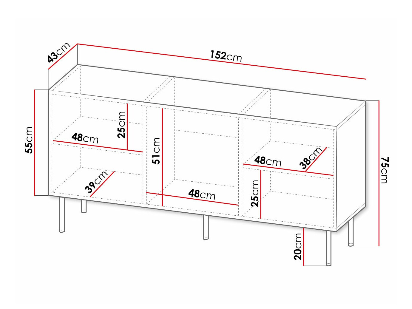 Szekrény Charlotte 169 (Fehér + Fekete)