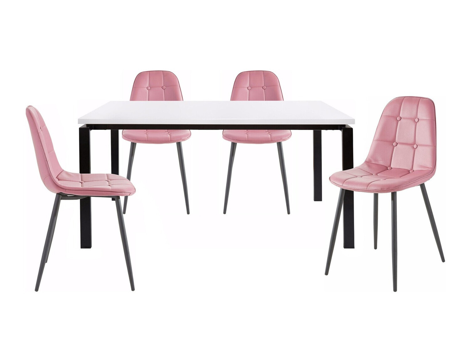 Étkezőgarnitúra Denton 275 (Fehér + Fekete + Rózsaszín)