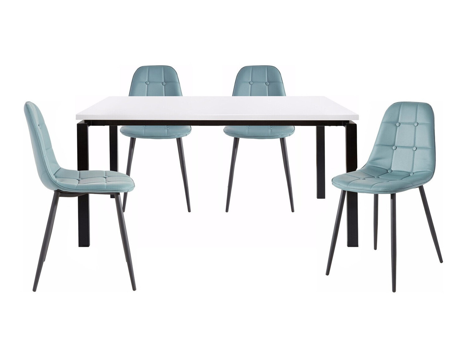 Étkezőgarnitúra Denton 275 (Fehér + Fekete + Türkiz)