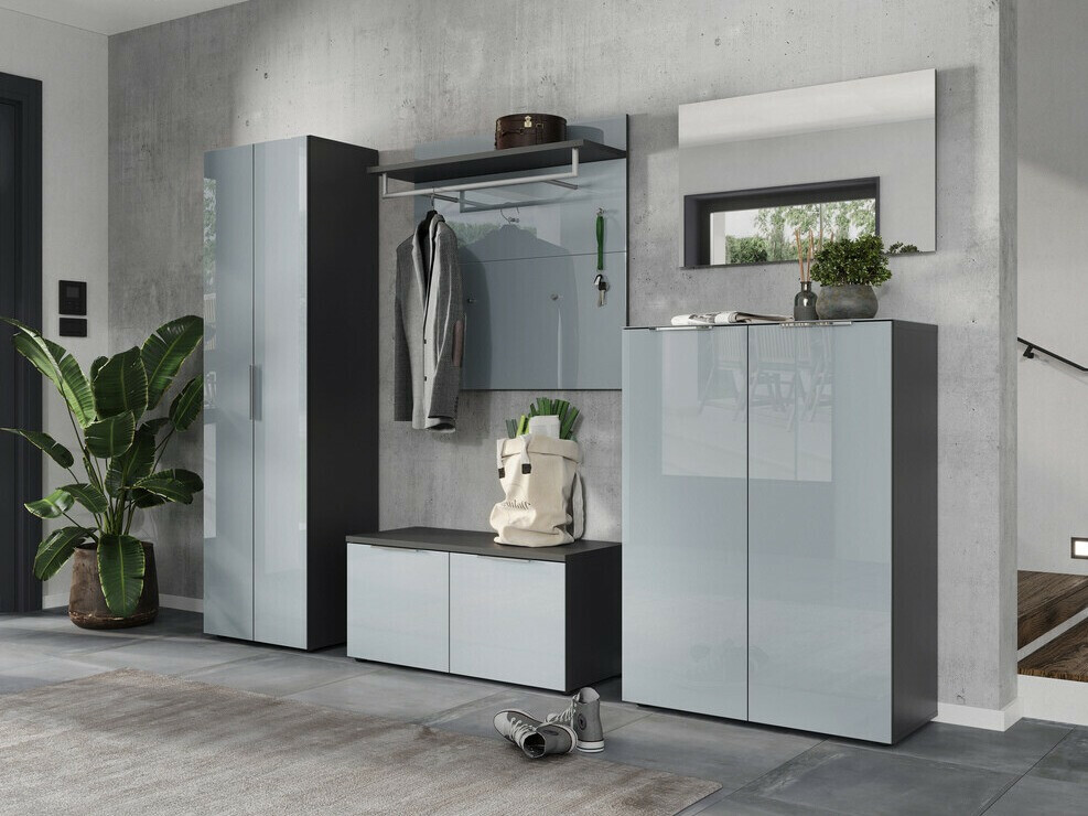 Gardróbszekrény Fivsori 108 (Fényes szürke + Grafit)