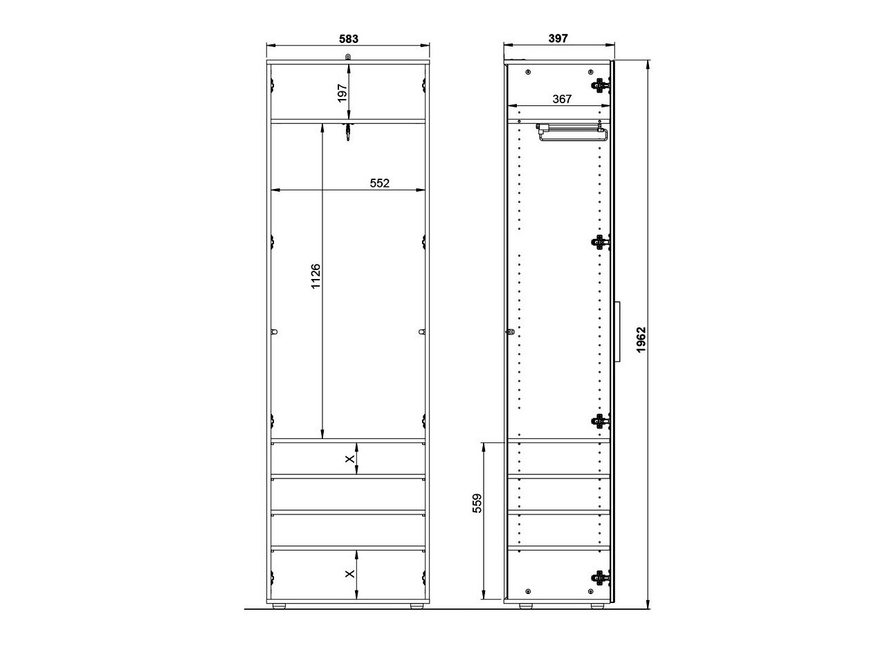 Gardróbszekrény Fivsori 108 (Fényes szürke + Grafit)