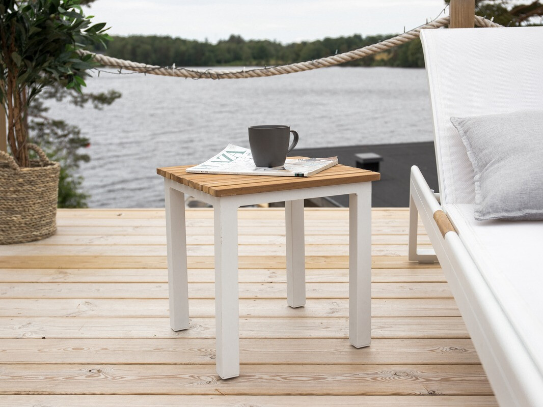 Kerti dohányzóasztal Dallas 733 (Világos fa + Fehér)