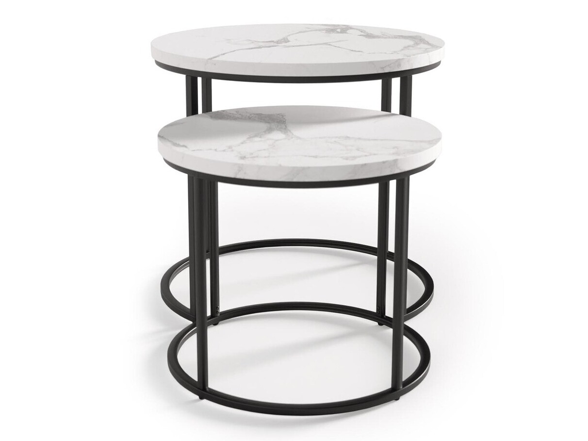 Dohányzóasztal szett Houston 951 (Fehér márvány + Fekete)