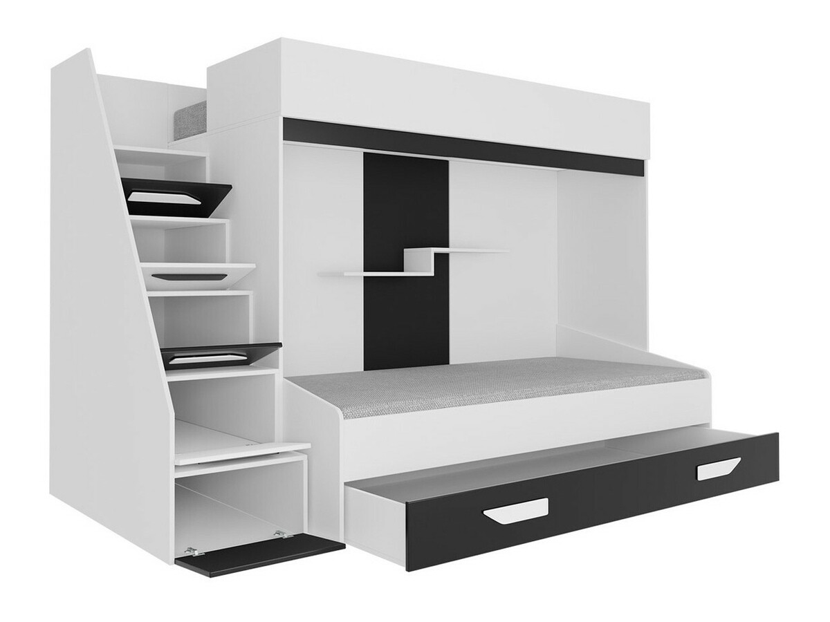 Emeletes ágy Hartford 356 (Fehér + Fényes fehér)