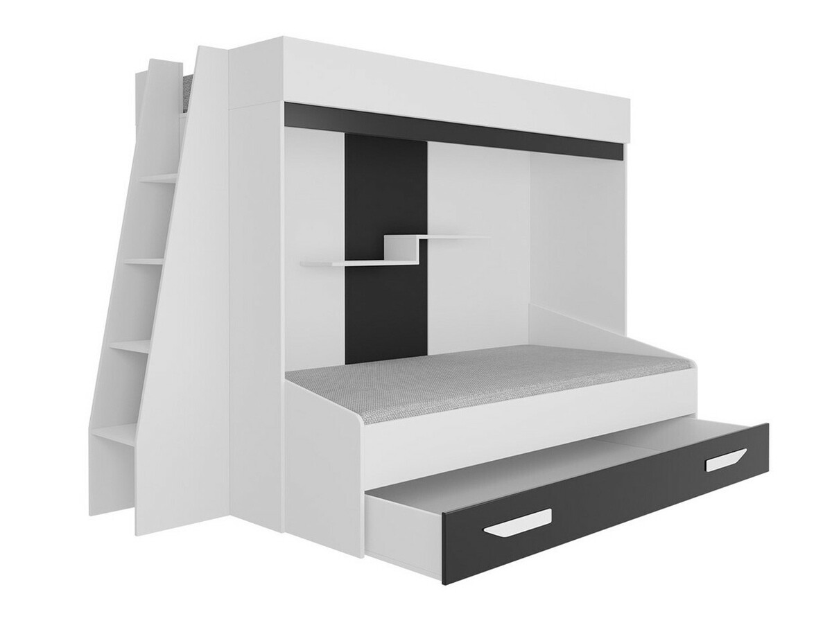 Emeletes ágy Hartford 357 (Fehér + Fényes fehér + Szürke)