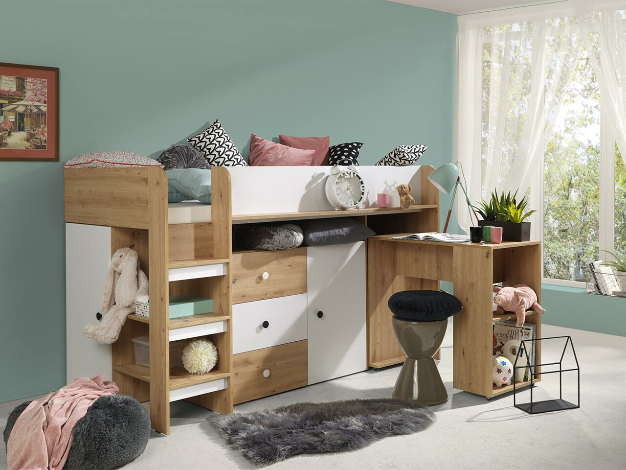 Galériaágy Hartford 359 (Artisan tölgy + Fehér)