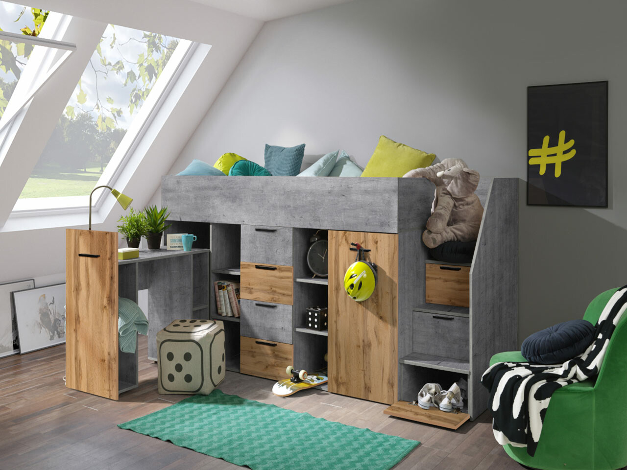 Galériaágy Hartford 364 (Beton + Wotan tölgy)