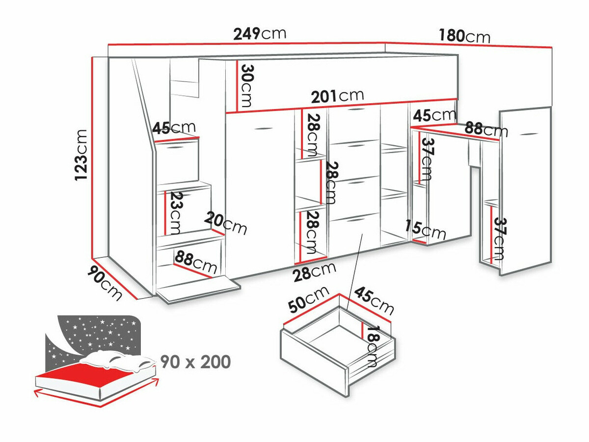 Galériaágy Hartford 364 (Beton + Wotan tölgy)