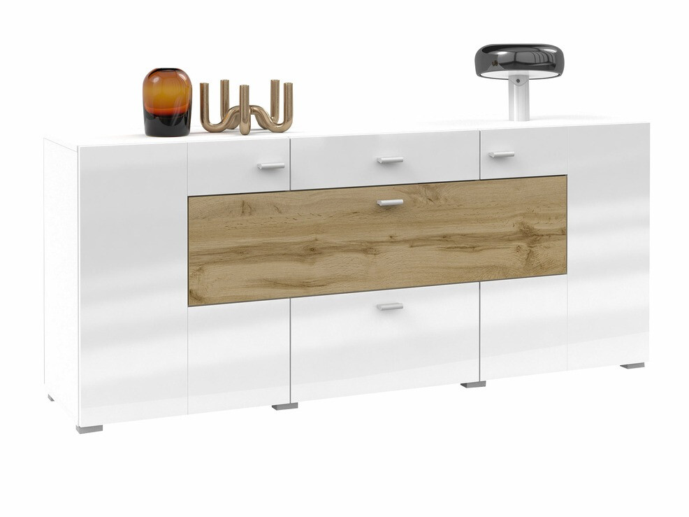 Komód Mondalo 104 (Wotan tölgy + Fényes fehér)