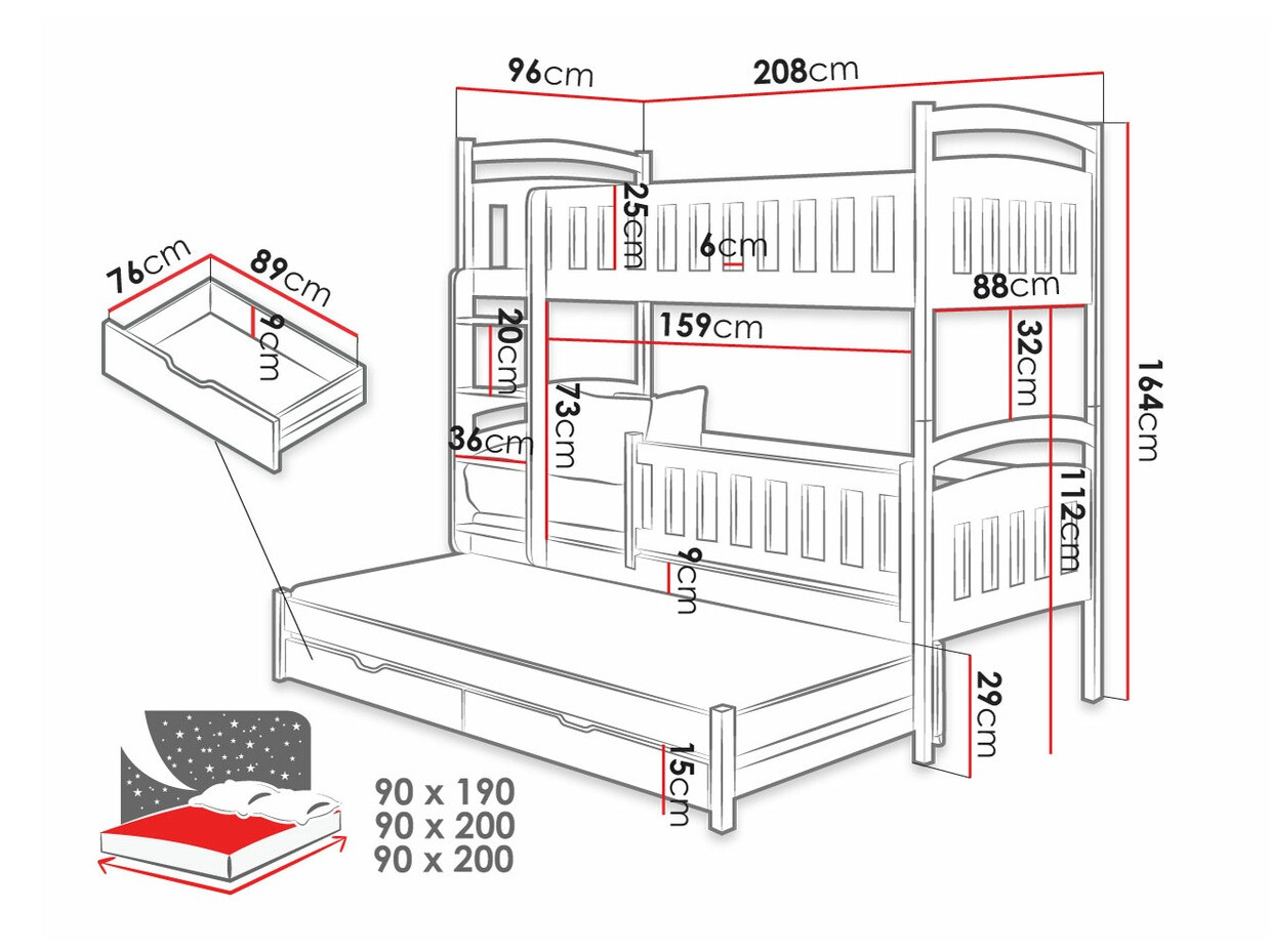 Emeletes ágy Vista 120 (Fehér)