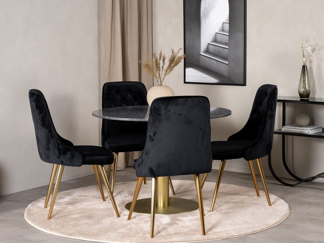 Étkezőgarnitúra Dallas 370 (Fekete + Aranysárga)