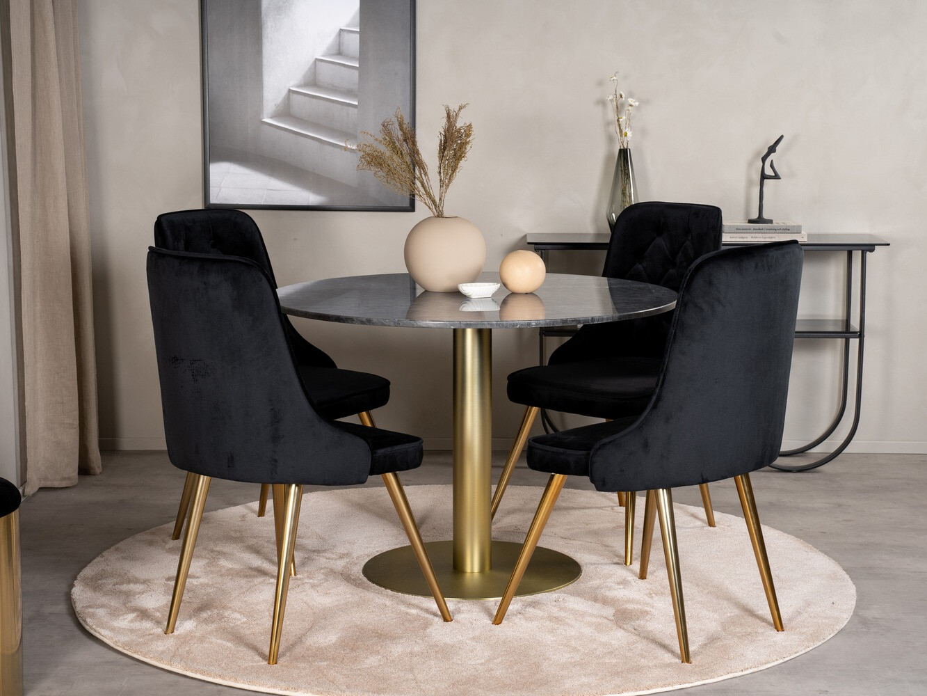 Étkezőgarnitúra Dallas 370 (Fekete + Aranysárga)